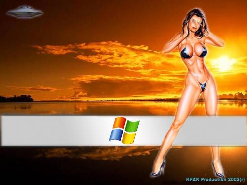 Windows XP - Девушка в купальнике на фоне заката